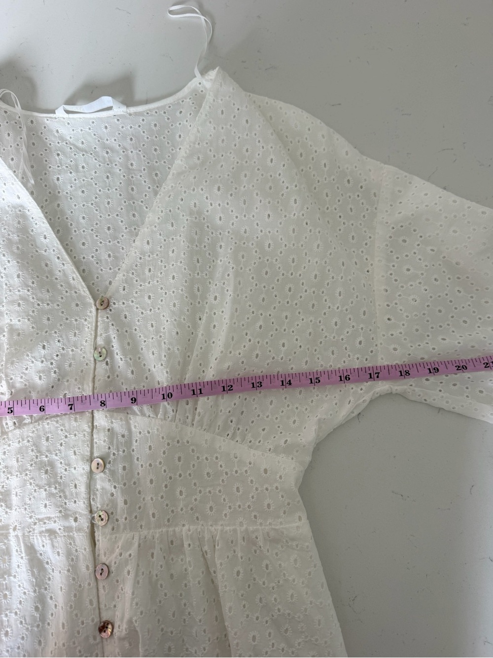Zara White Eyelet Mini Dress with Button Front size M - Picture 5 of 9